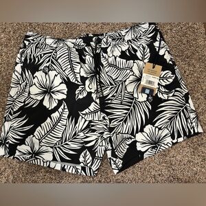 Black and White Floral Shorts